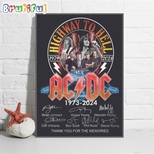 Highway To Hell 1979-2024 World Tour ACDC PWR Up Tour 2024 Poster Canvas