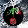 Hippie Sign Grinch Hand Holding Ornament Christmas, The Grinch Ornaments