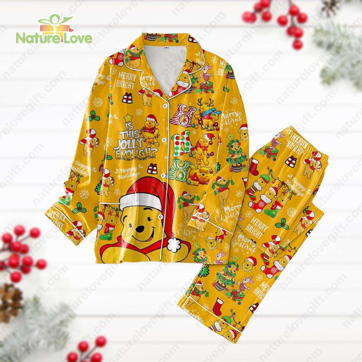 Ho Ho Ho Ho Merry Christmas​ Santa Pooh Winnie The Pooh Pajamas