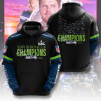 Seattle Seahawks 2025 Super Bowl LX Champions 3D Apparel – TMTHU3878