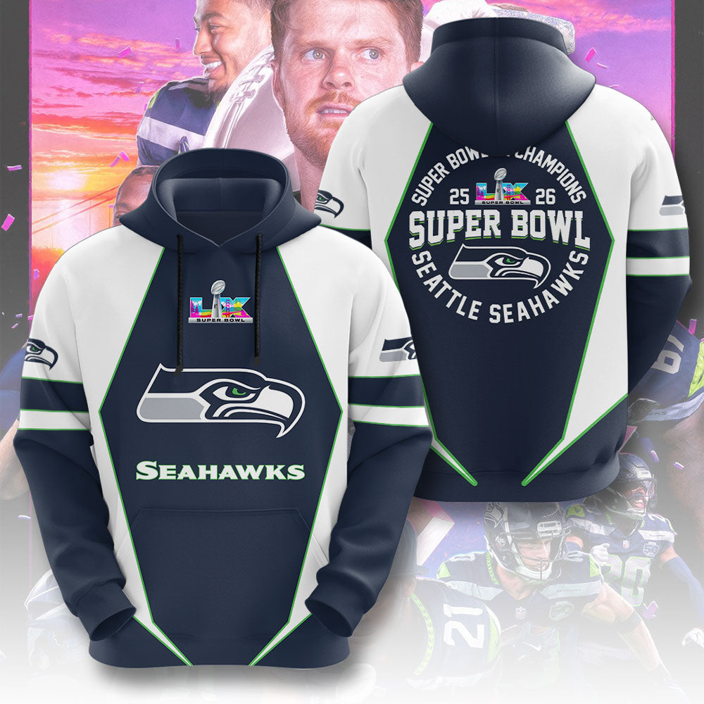 Seattle Seahawks 2025 Super Bowl LX Champions 3D Apparel – TMTHU3964