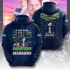 Seattle Seahawks 2025 Super Bowl LX Champions 3D Apparel – TMTHU3986