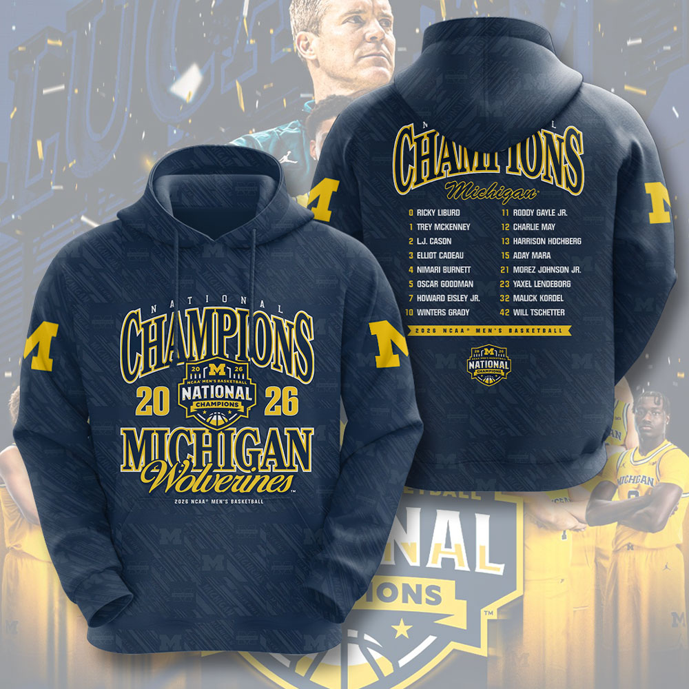 Michigan Wolverines 2026 NCAA Men's Basketball National Champs 3D Apparel – TMTHU5023