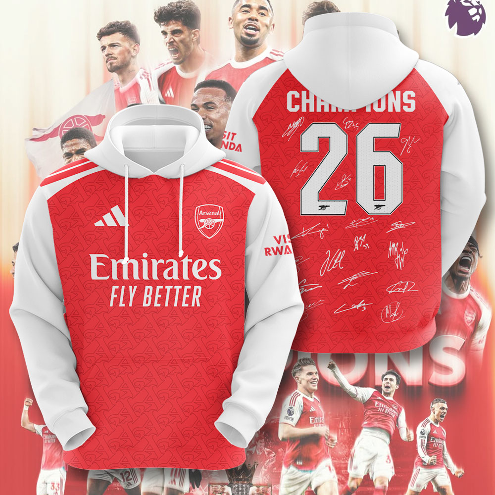 Arsenal FC Premier League Champions 25/26 3D Apparel – TMTHU6330