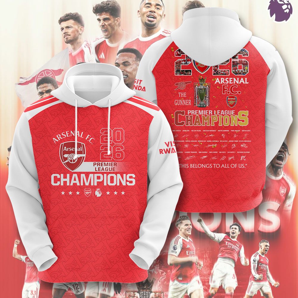 Arsenal FC Premier League Champions 25/26 3D Apparel – TMTHU6360
