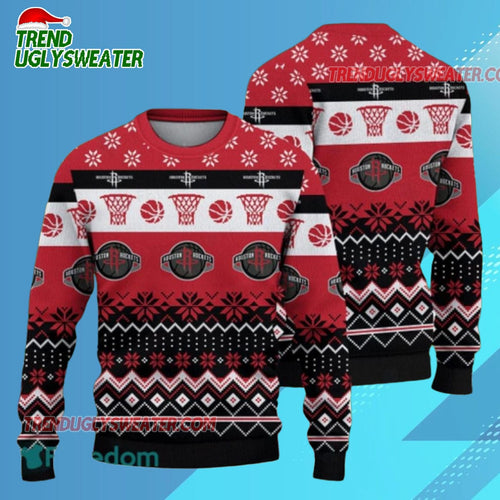 Houston Rockets Festive Court Drive Ugly Christmas Sweater