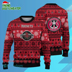 Houston Rockets Snowy Basketball Slam Ugly Christmas Sweater