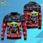 Houston Texans Baby Yoda Hug The Ball Christmas Ugly Sweater