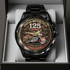 Indian Motorcycle 125th Anniversary Black Stainless Steel Watch - TMTHU8997