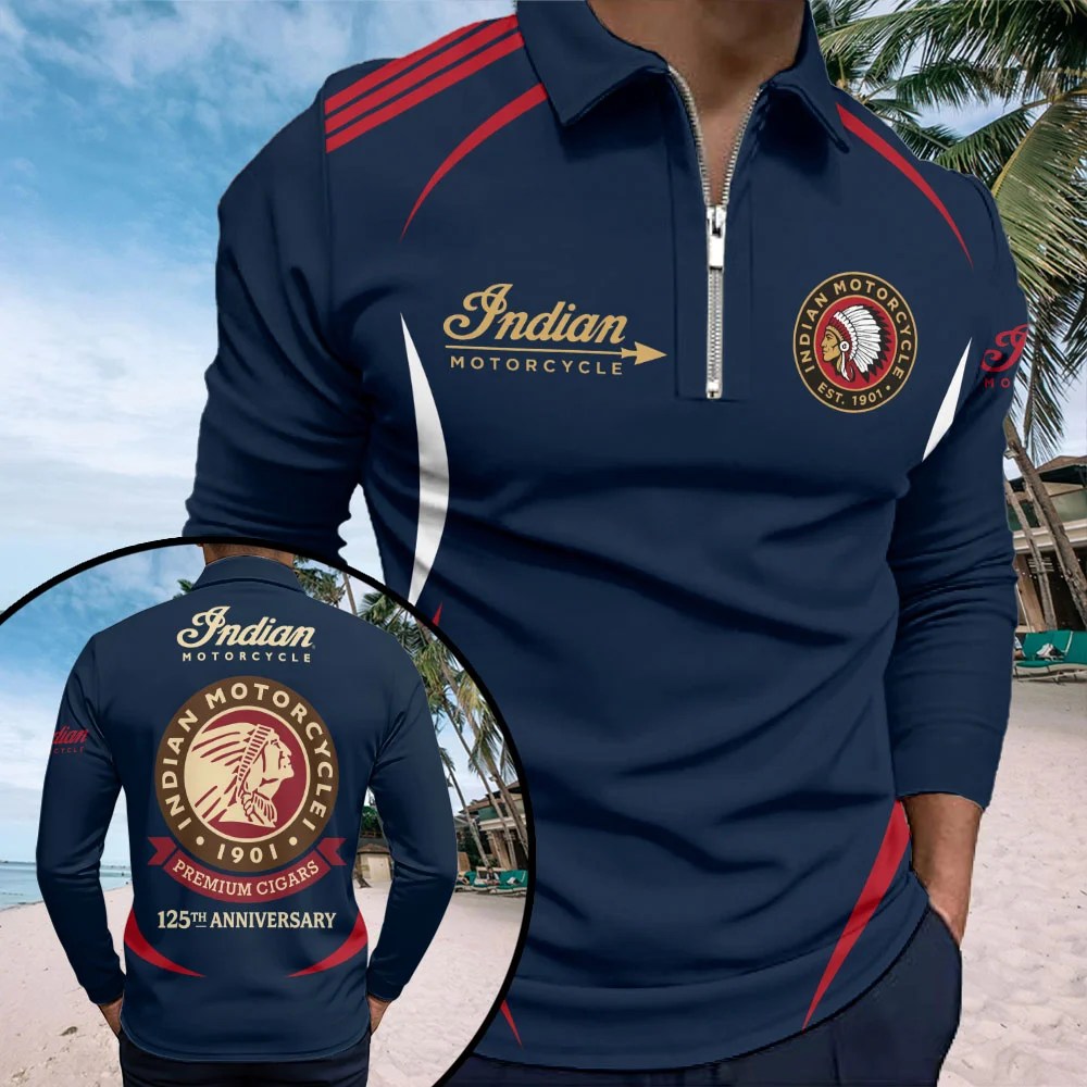 Indian Motorcycle 125th Anniversary Zip Polo Shirt – TMTHU8828