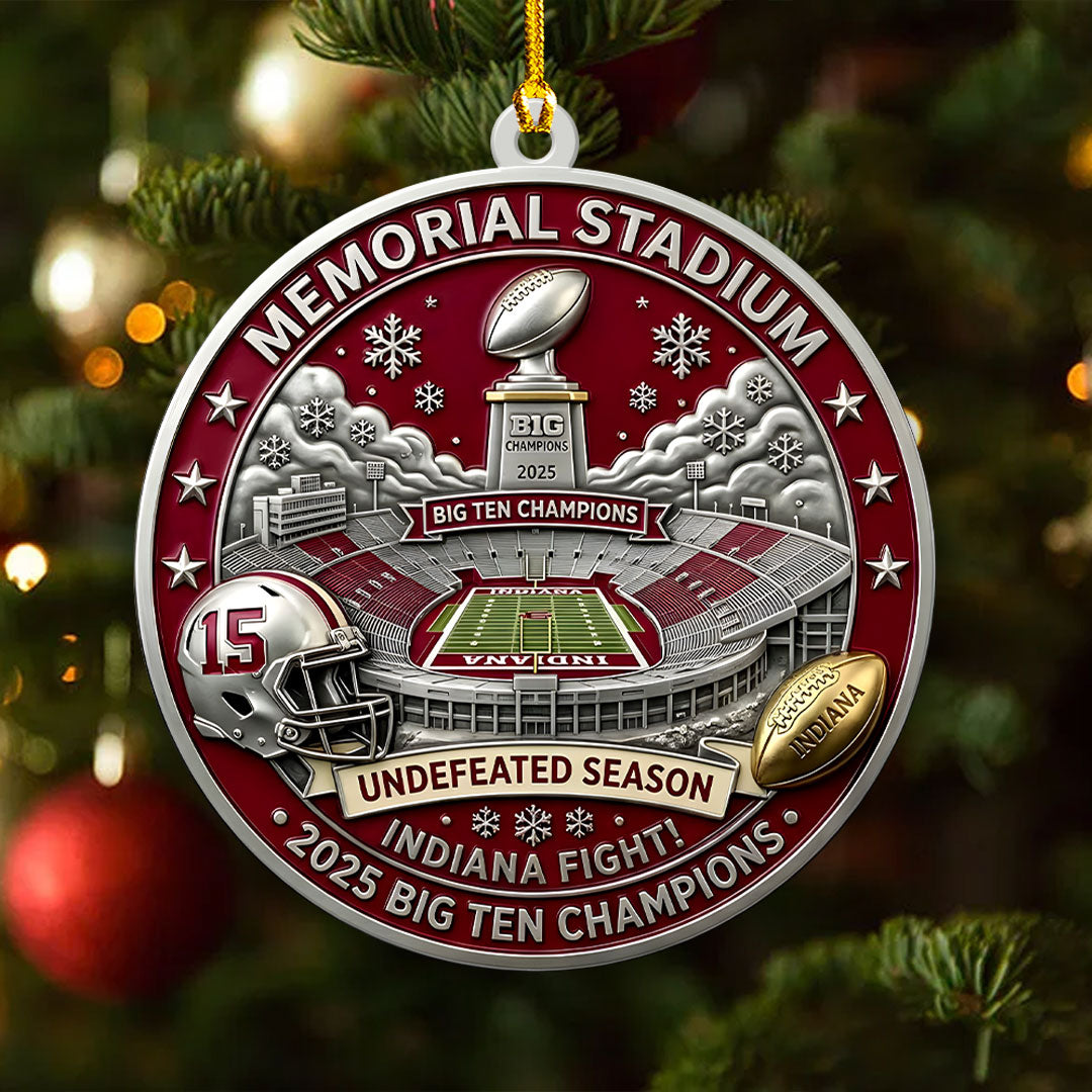Indiana Hoosiers Football 2025 Big Ten Champions Custom Shape 2-sided Acrylic Ornament – HOATT15118