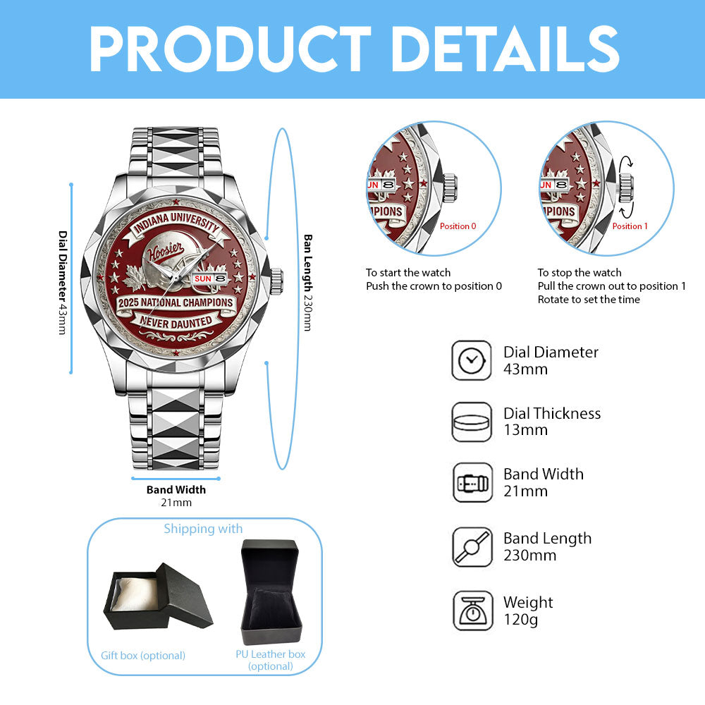 Indiana Hoosiers Football 2025 National Champions Alloy Luxury Quartz Watch – MAITM14544