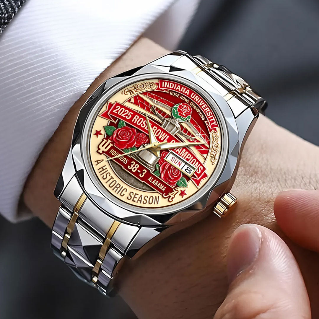 Indiana Hoosiers Football 2026 Rose Bowl Champions Alloy Luxury Quartz Watch – HOATT15729