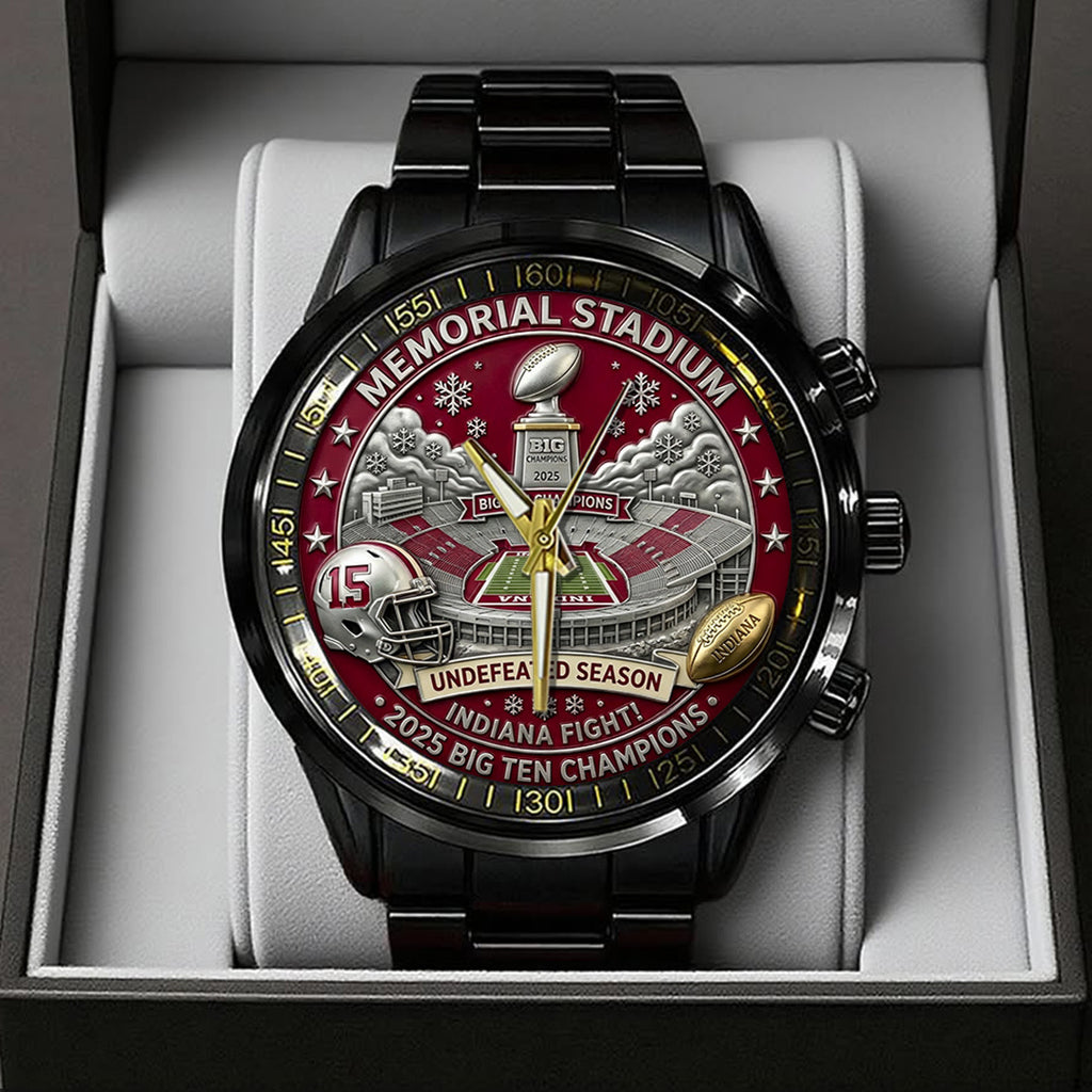 Indiana Hoosiers Football Black Stainless Steel Watch – TANTN19261