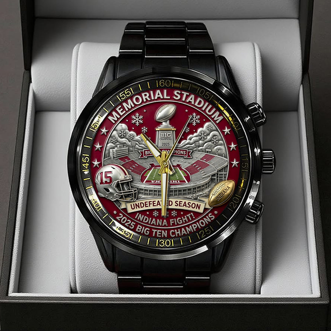Indiana Hoosiers Football Black Stainless Steel Watch – TANTN19261