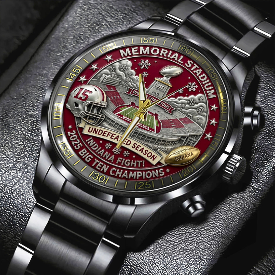 Indiana Hoosiers Football Black Stainless Steel Watch – TANTN19261