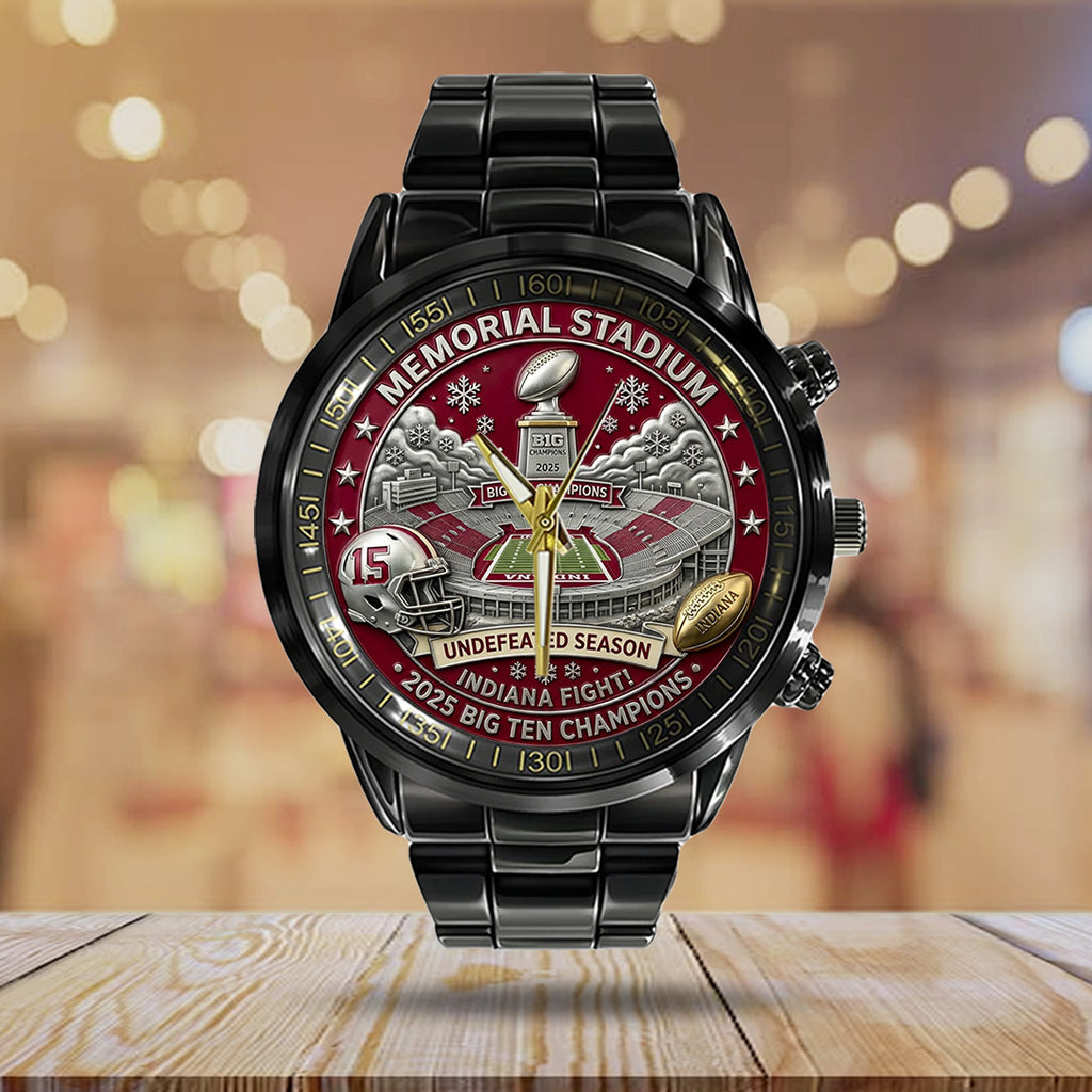 Indiana Hoosiers Football Black Stainless Steel Watch – TANTN19261
