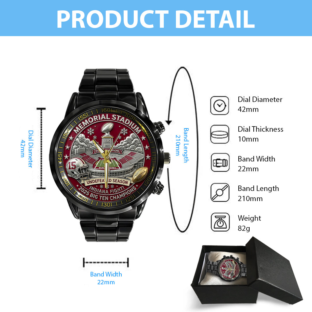 Indiana Hoosiers Football Black Stainless Steel Watch – TANTN19261