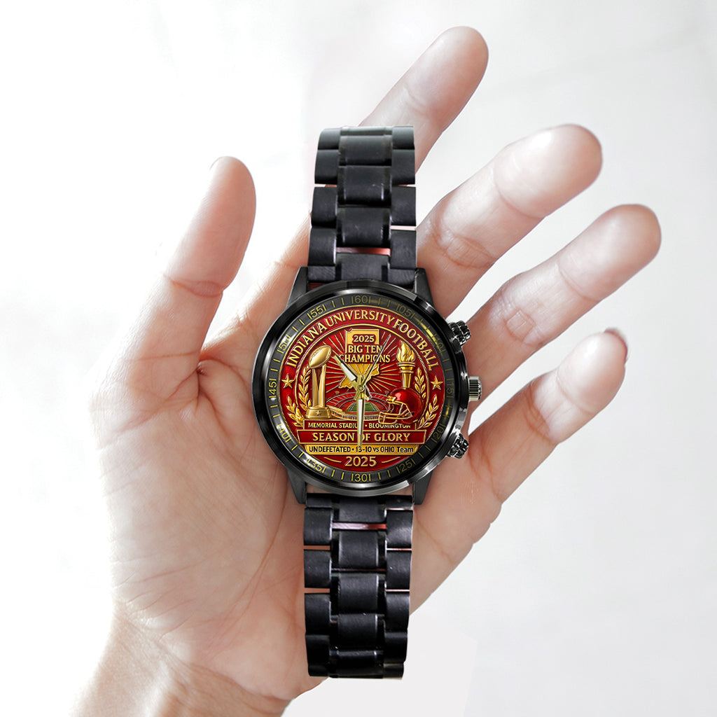 Indiana Hoosiers Football Black Stainless Steel Watch – TANTN19262