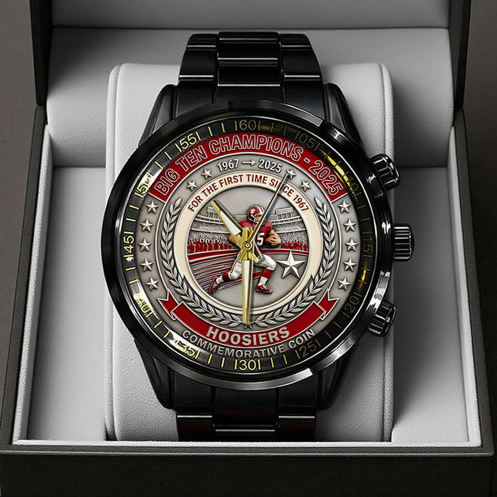 Indiana Hoosiers Football Black Stainless Steel Watch – TANTN19263