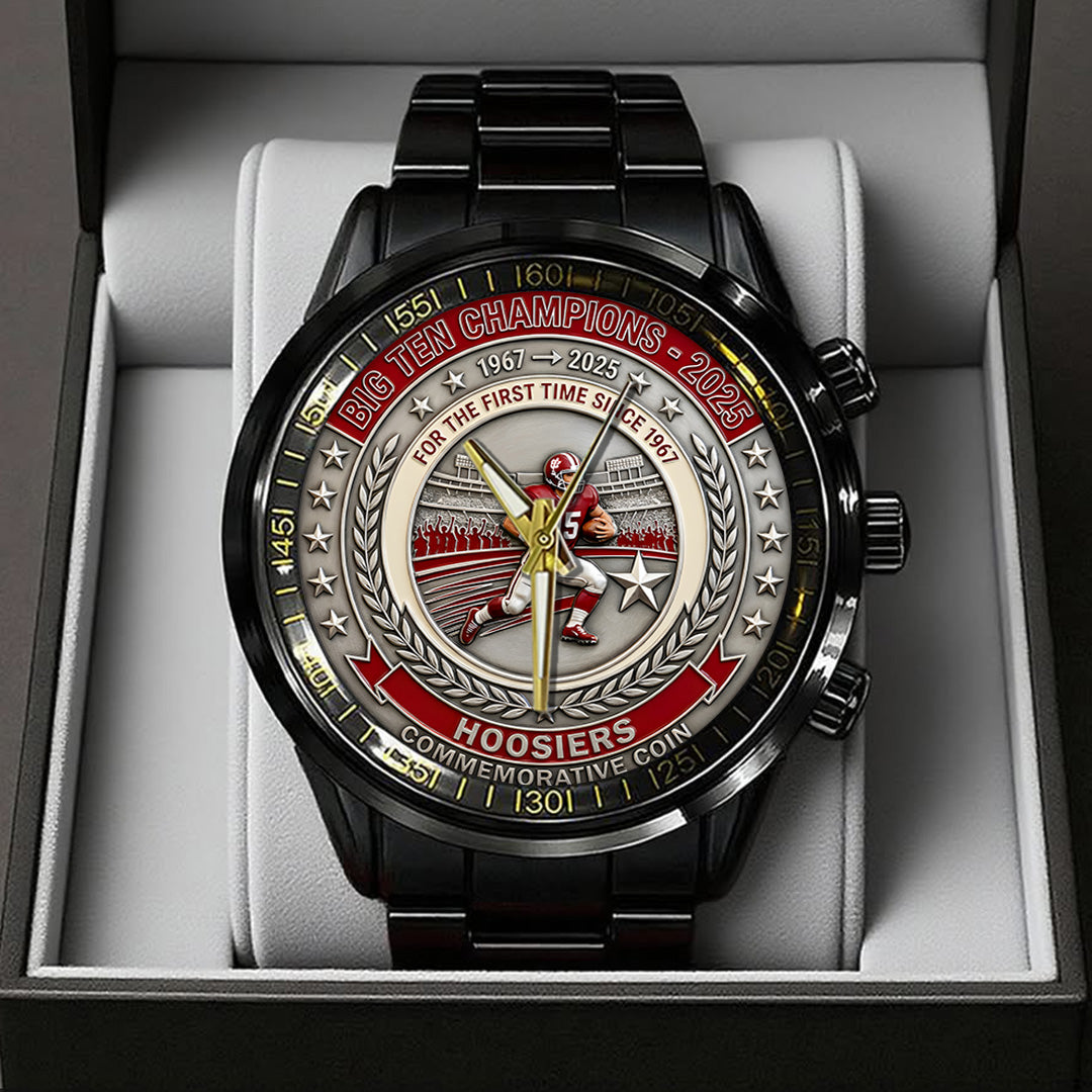 Indiana Hoosiers Football Black Stainless Steel Watch – TANTN19263