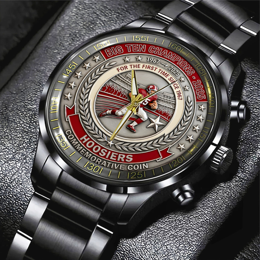 Indiana Hoosiers Football Black Stainless Steel Watch – TANTN19263