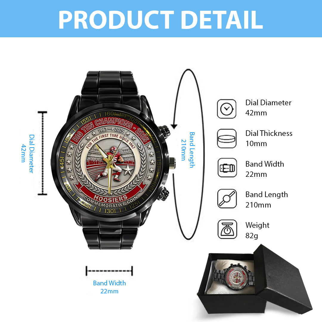 Indiana Hoosiers Football Black Stainless Steel Watch – TANTN19263