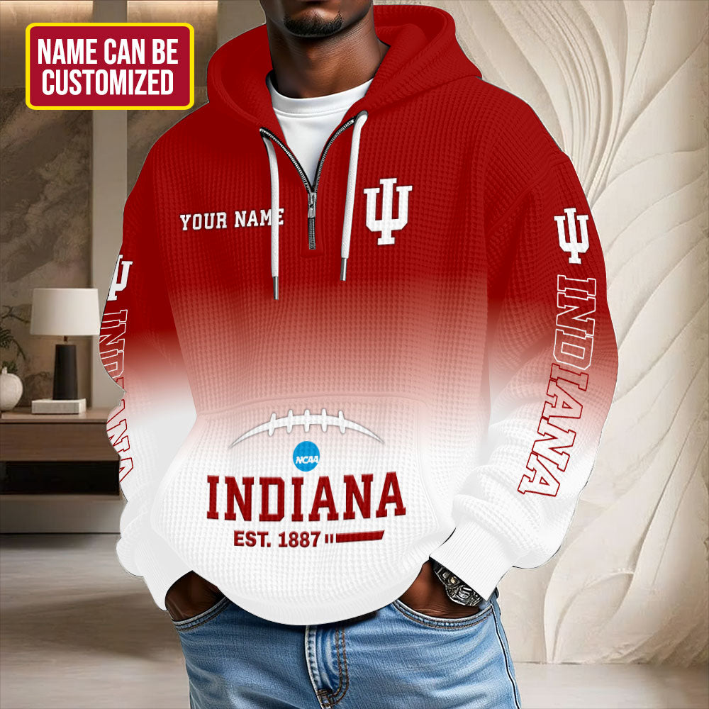 Personalized Indiana Hoosiers Football 3D Unisex Waffle Hoodie – TMTHU3030