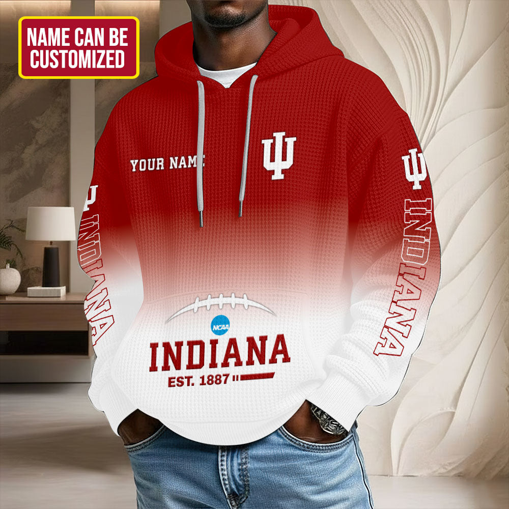 Personalized Indiana Hoosiers Football 3D Unisex Waffle Hoodie – TMTHU3030