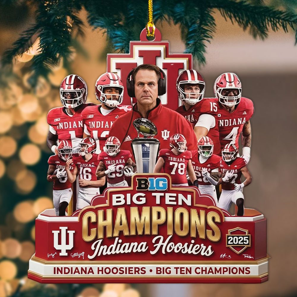 Indiana Hoosiers Football 2025 Big Ten Champions Custom Shape 2-sided Acrylic Ornament – MAITM14028