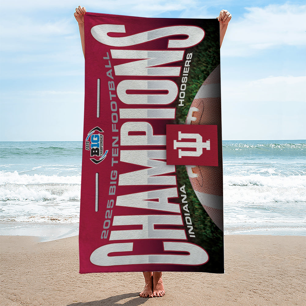 Indiana Hoosiers Football 2025 Big Ten Champions Rectangle Beach Towel – MAITM13985