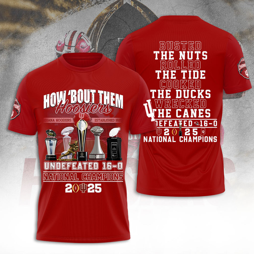 Indiana Hoosiers Football 2025 National Champions 3D Apparel – TANTN20425