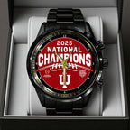 Indiana Hoosiers Football 2025 National Champions Black Stainless Steel Watch – TANTN20159