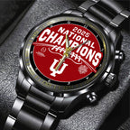 Indiana Hoosiers Football 2025 National Champions Black Stainless Steel Watch – TANTN20159