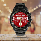 Indiana Hoosiers Football 2025 National Champions Black Stainless Steel Watch – TANTN20159