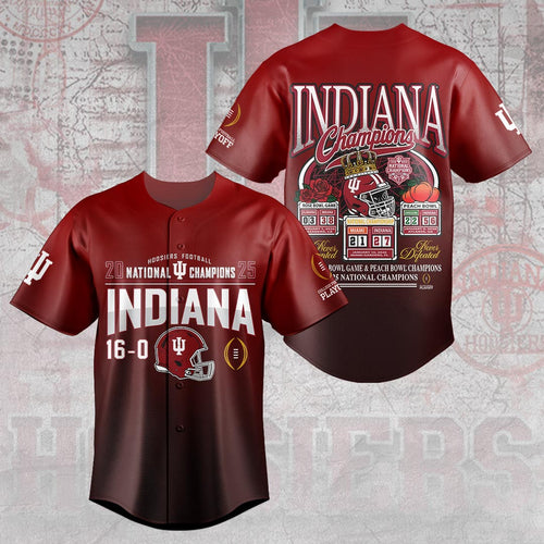 Indiana Hoosiers Football 2025 National Champions Baseball Jersey – HOATT16057