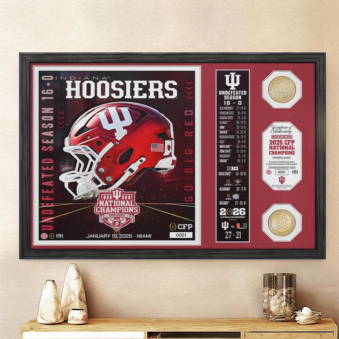 Indiana Hoosiers Football 2025 National Champions Rectangle Canvas With Inner Frame – HOATT15799