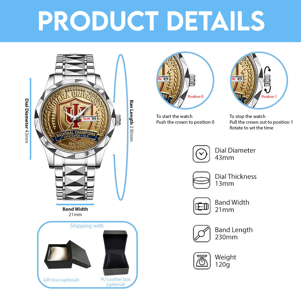 Indiana Hoosiers Football 2025 National Champions Alloy Luxury Quartz Watch – TANTN20462