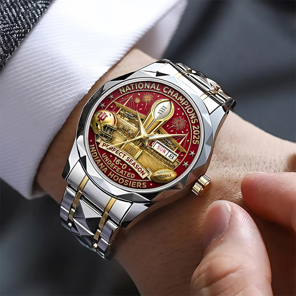 Indiana Hoosers Football 2025 National Champions Alloy Luxury Quartz Watch – TANTN20523