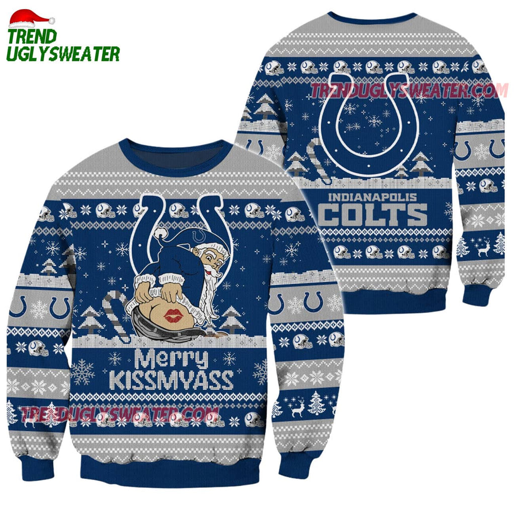 Indianapolis Colts Merrykissmyass Funny Santa Claus Christmas Ugly Sweater