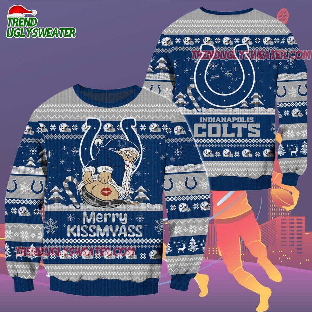 Indianapolis Colts Merrykissmyass Funny Santa Claus Christmas Ugly Sweater
