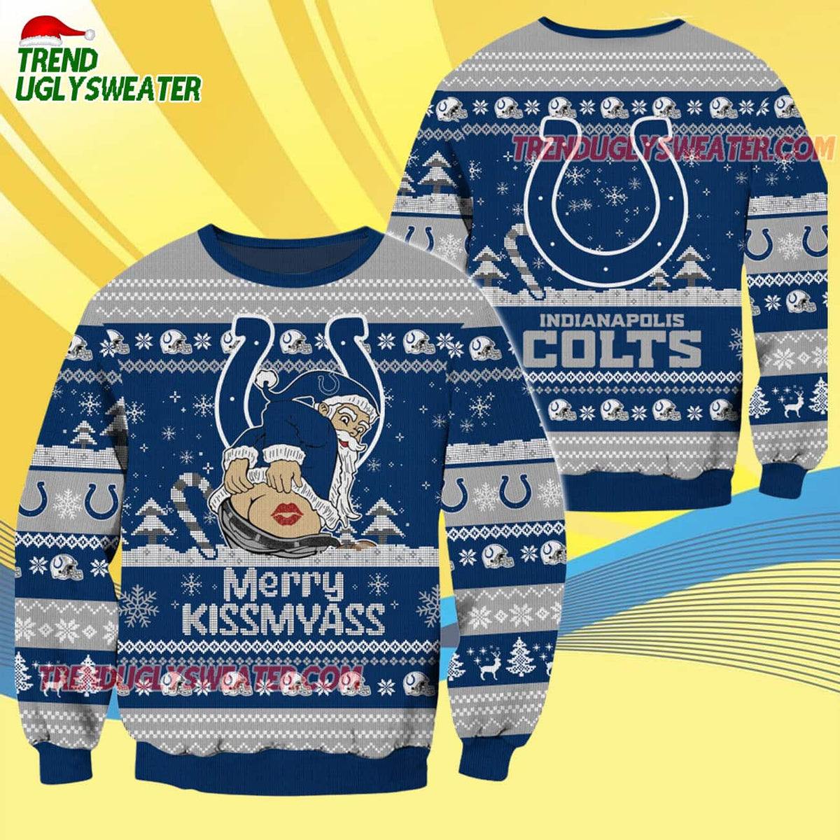 Indianapolis Colts Merrykissmyass Funny Santa Claus Christmas Ugly Sweater