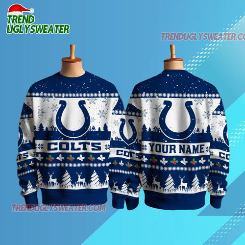 Personalized Indianapolis Colts Nfl Snow Ugly Christmas Sweater