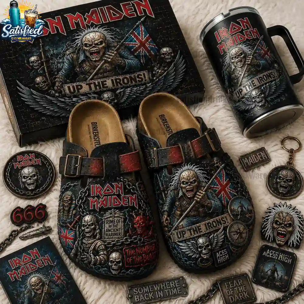 Iron Maiden Up the Irons 3D Graphic Suede Clogs