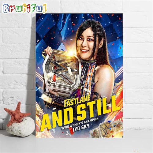 Iyo Sky And Still WWE Womens Champion at WWE Fastlane Wall Art Poster Canvas