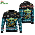 Jacksonville Jaguars Baby Yoda Hug The Ball Christmas Ugly Sweater