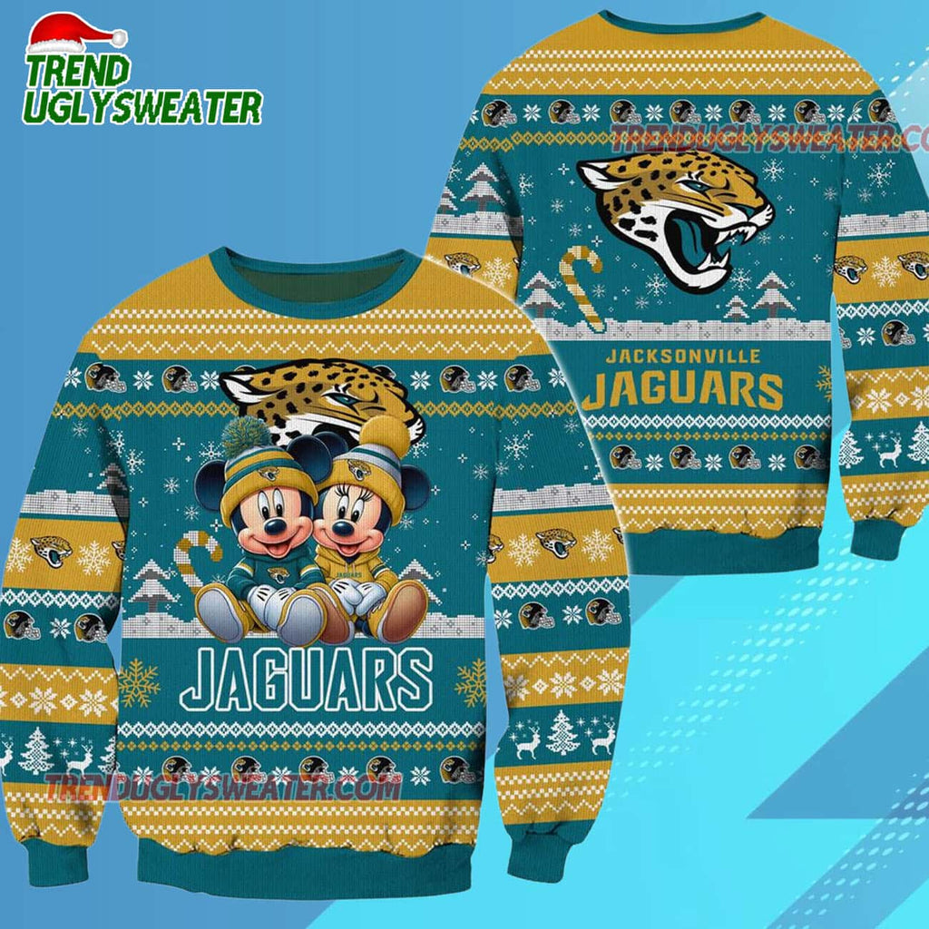 Jacksonville Jaguars NFL Mickey Minnie Ugly Christmas Sweater