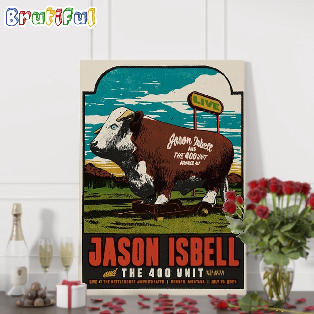Jason Isbell July 14 2024 The KettleHouse Amphitheater Bonner Montana Vintage Wall Art Poster Canvas