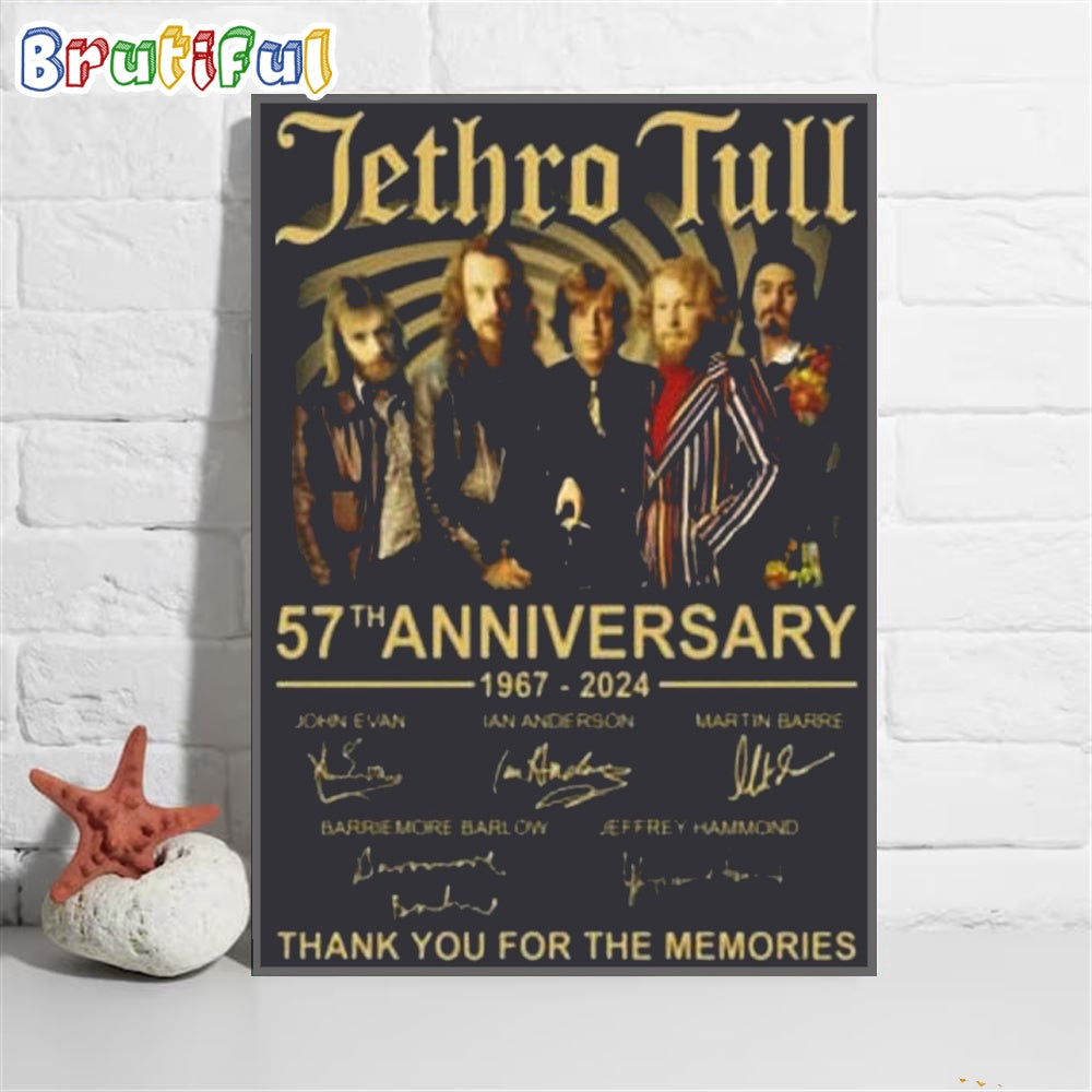 Jethro Tull 57th Anniversary Thank You For The Memories Signatures Wall Art Poster Canvas