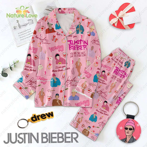 Justin Bieber I Love You More Valentine Pajamas Set